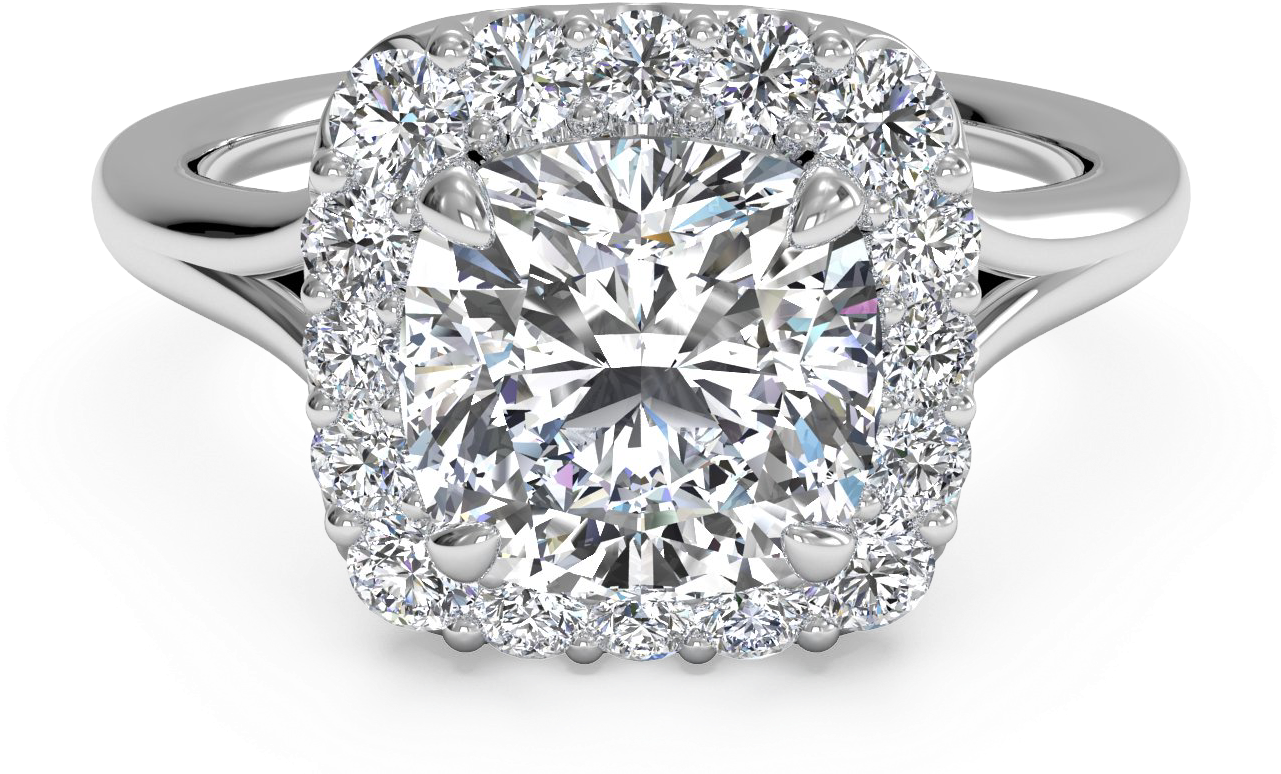 French-set Halo Diamond Engagement Ring - Ring Clipart (1280x860), Png Download