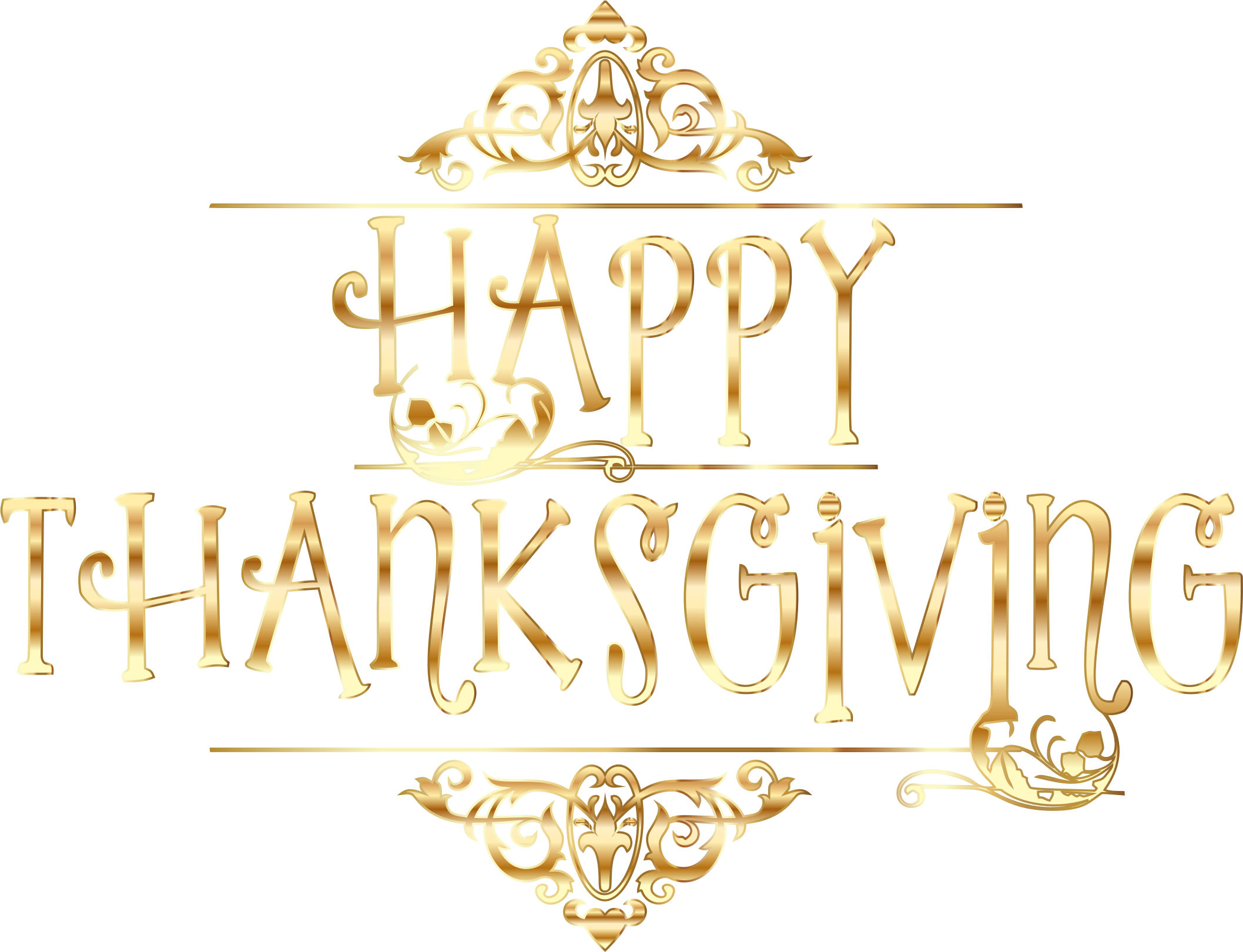 Gold Happy Thanksgiving Typography No Background Picture - Happy Thanksgiving No Background Clipart (2115x1620), Png Download