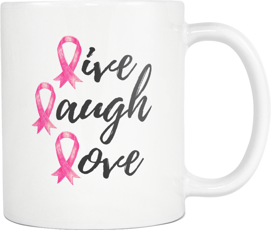 Live Love Laugh Pink Ribbon Mug - Mug Clipart (1024x1024), Png Download