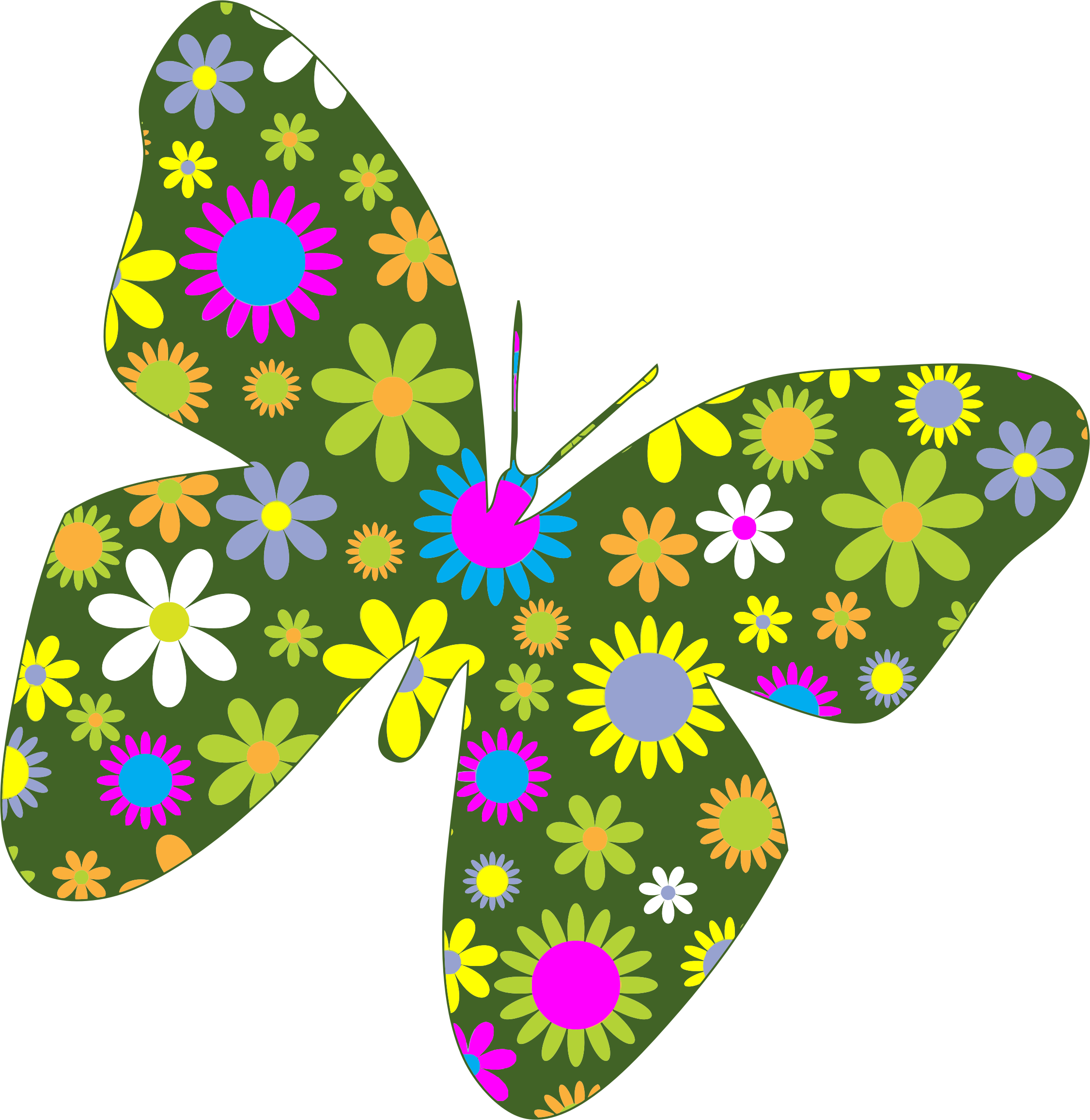 Clipart Flowers And Butterflies Png Transparent Png (2250x2312), Png Download