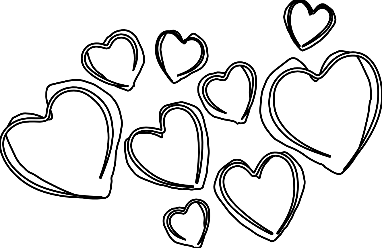 Heart Outline Drawing At Getdrawings - Black And White Hearts Clip Art - Png Download (1331x864), Png Download