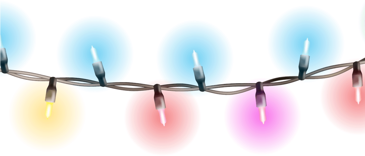 Christmas Lights Svg Black And White Download Transparent - Transparent Background Christmas Lights Png Clipart (1200x715), Png Download