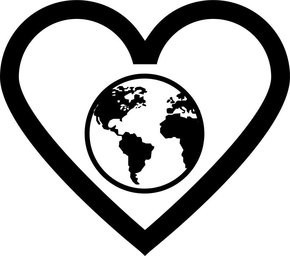 Black Heart Outline Png - World Map Clipart (980x864), Png Download