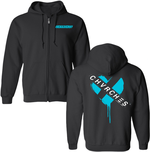 Painted Black Heart Zip-up Hoodie - Hoodie Clipart (600x600), Png Download