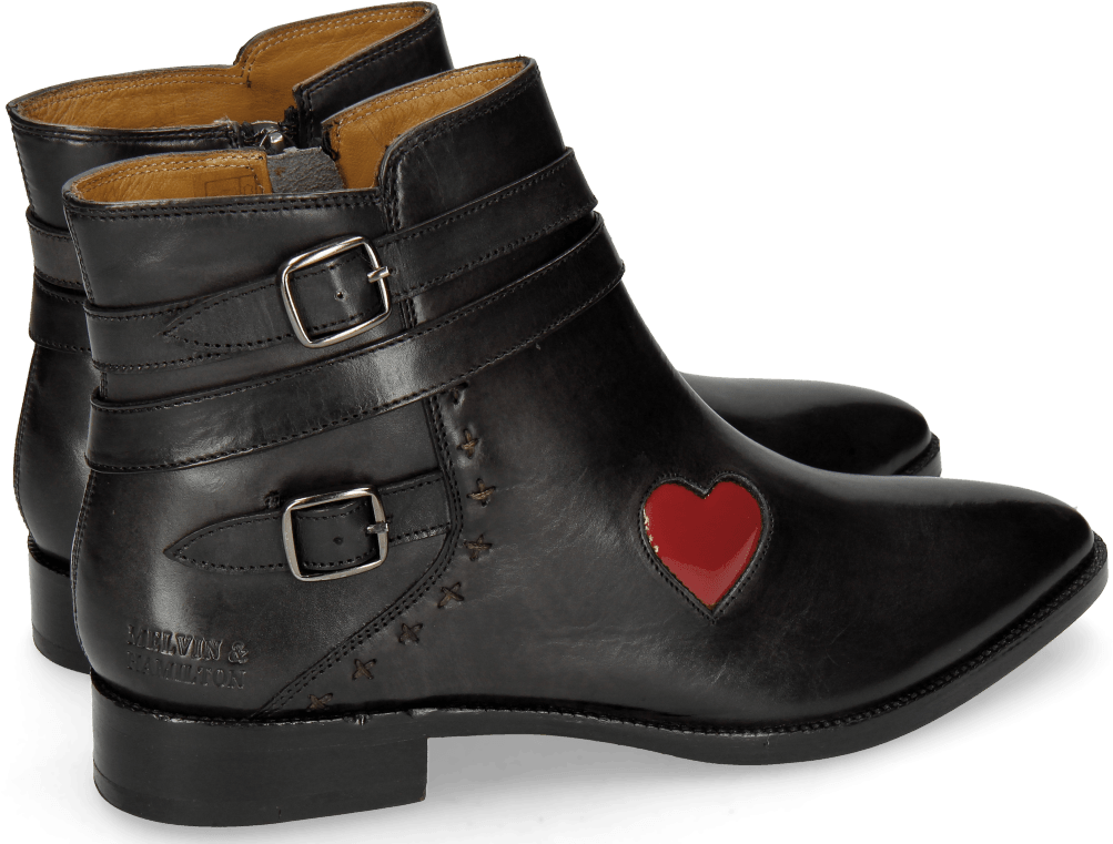 Ankle Boots Candy 5 Black Heart Patent Red - Motorcycle Boot Clipart (1024x1024), Png Download