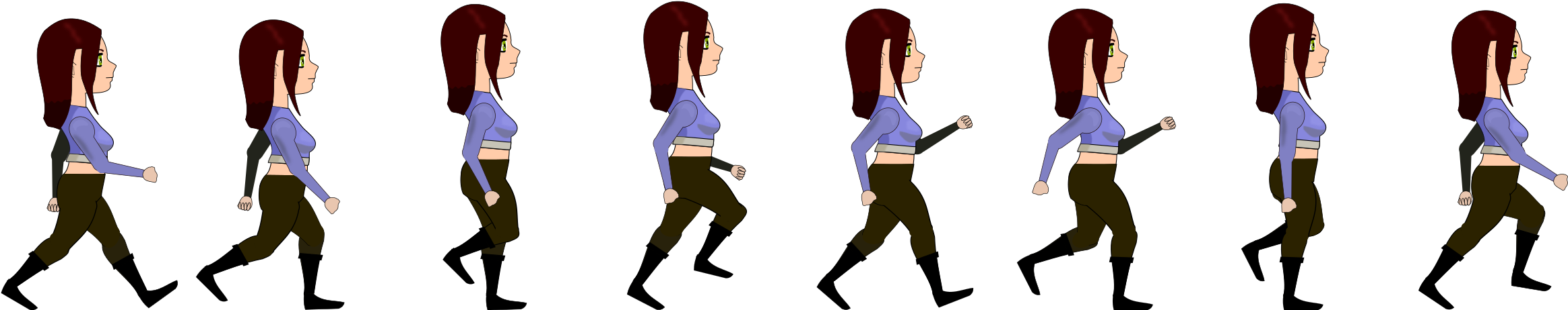 Walk - Cartoon Girl Walking Animation Clipart (2464x515), Png Download