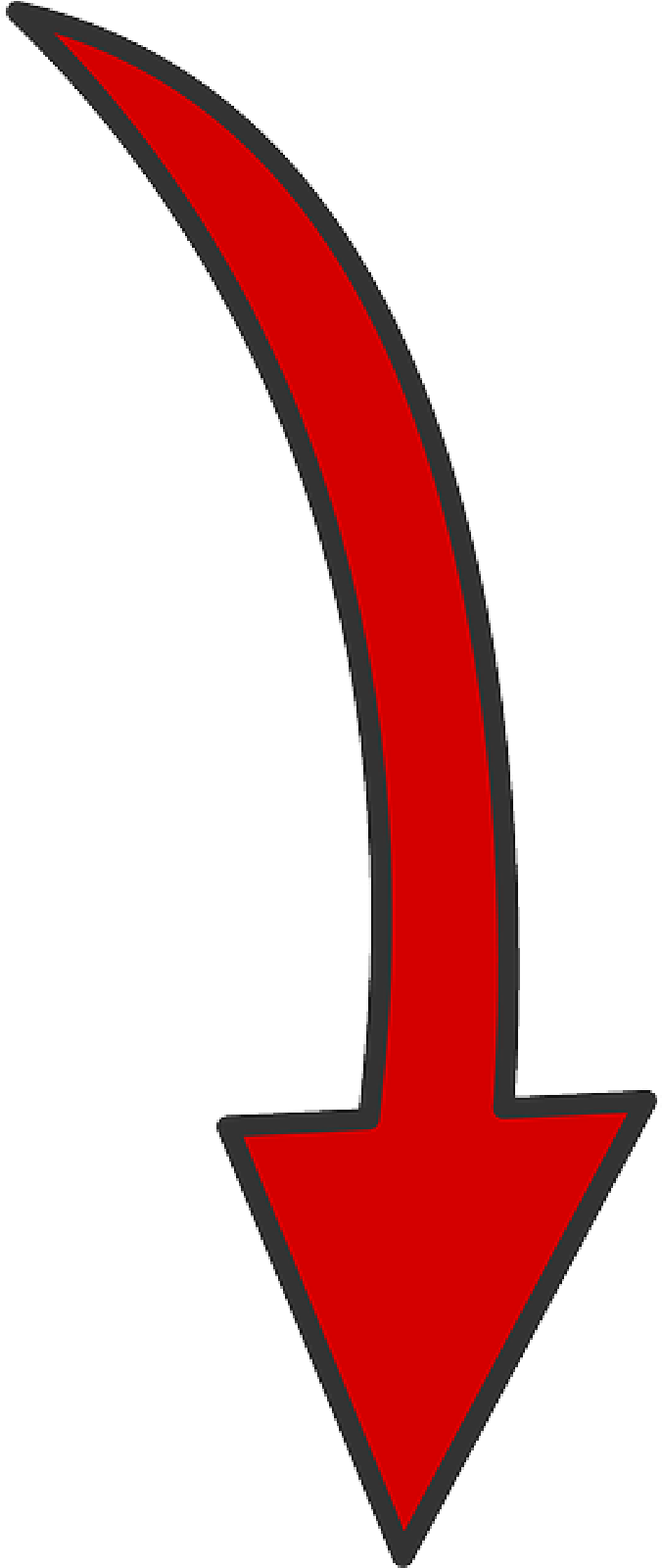 Red Curved Arrow Png White Pictures To Pin On Pinterest - Red Arrow Curved Down Clipart (800x1600), Png Download