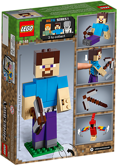 Minecraft™ Steve Bigfig With Parrot - Minecraft Lego Big Fig Clipart (800x600), Png Download