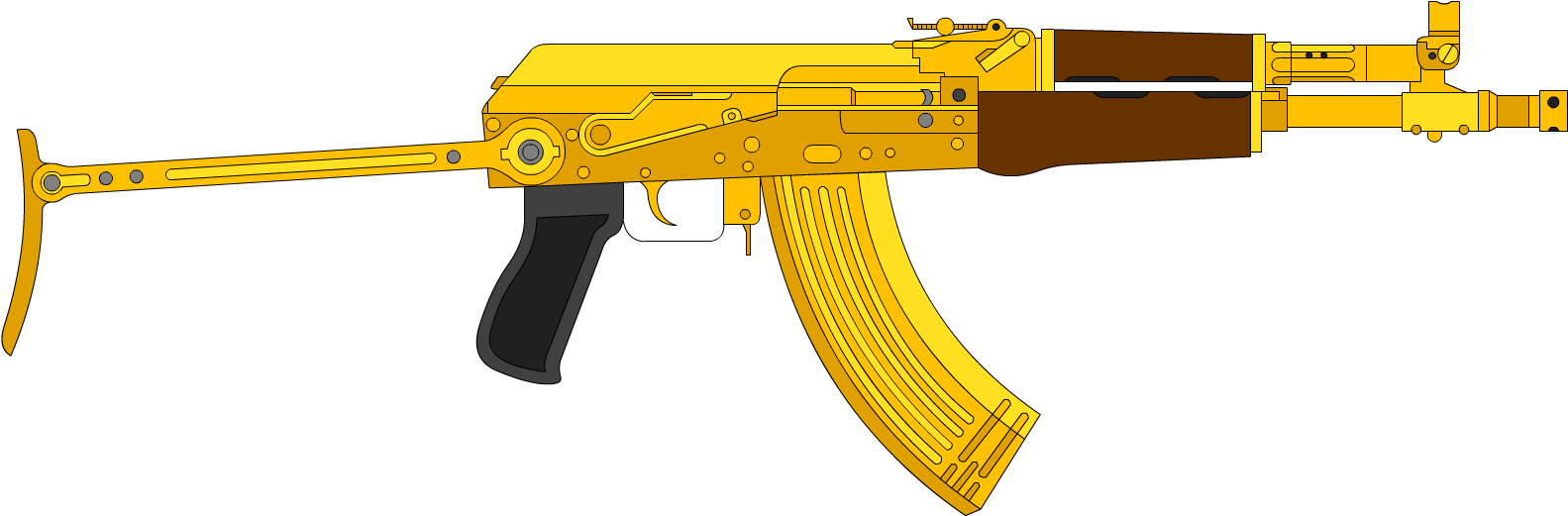 Gold Ak47 Png - Ak 47 Gold Png Clipart (1523x502), Png Download