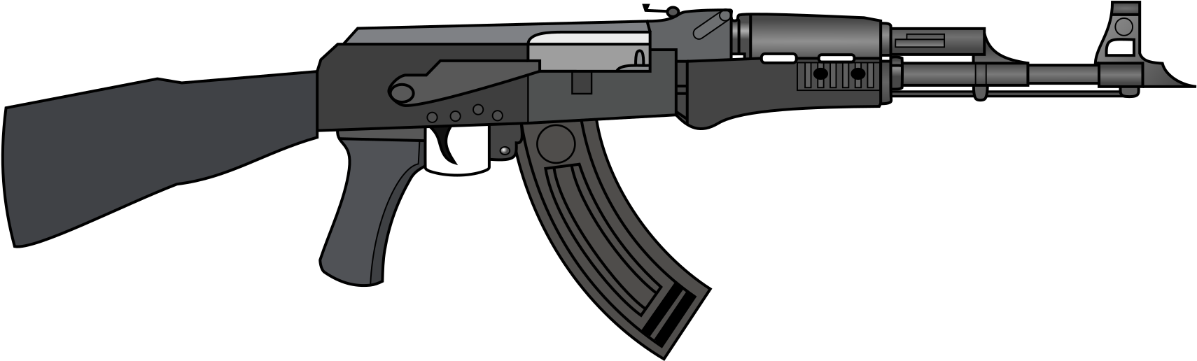 1739 X 537 6 - Black Ak 47 Gun Clipart (1739x537), Png Download