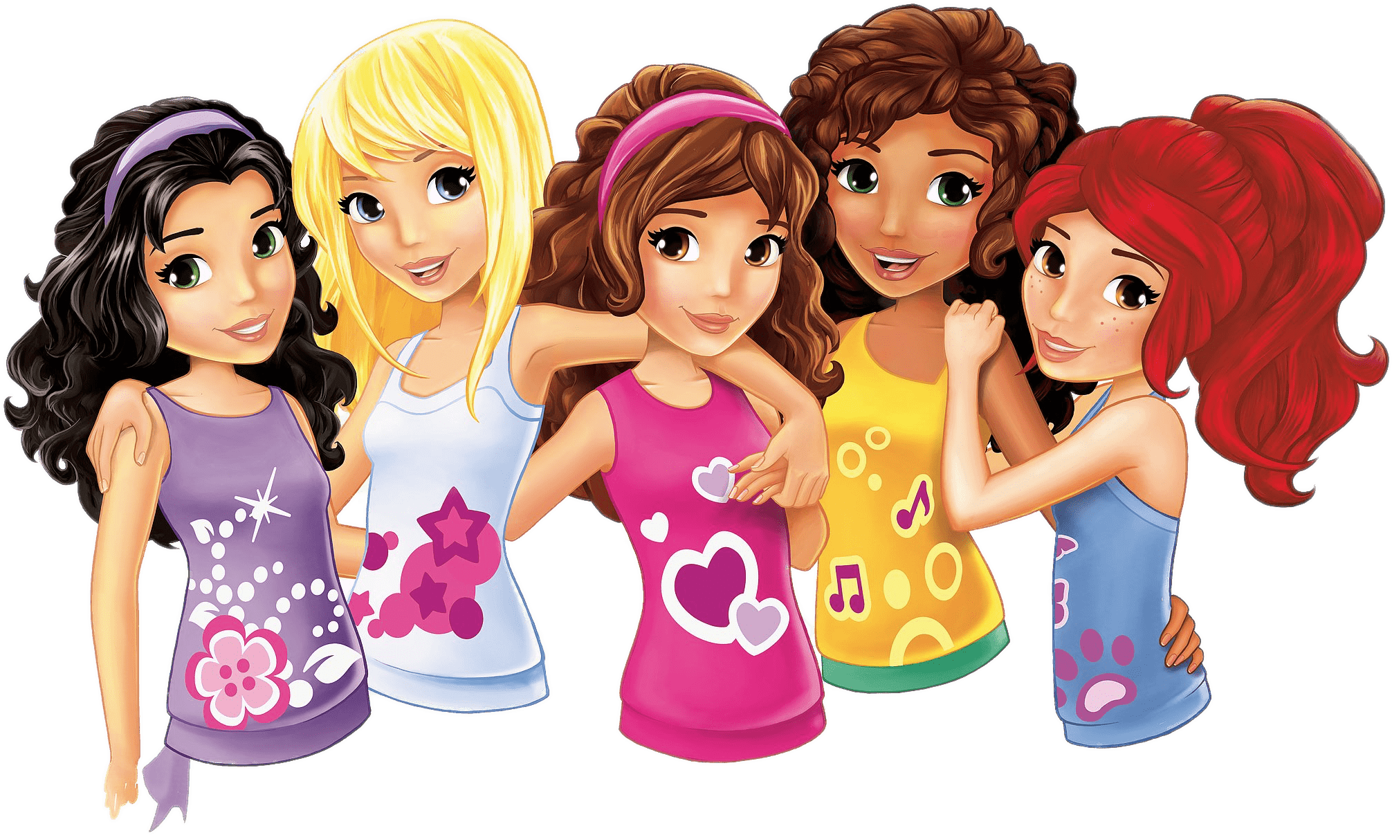 Download - Group Of Friends Girls Cartoon Clipart (2048x1276), Png Download