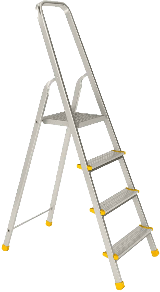 Double Aluminium Ladder - Hliníkové Žebříky S Plošinou Clipart (627x1143), Png Download