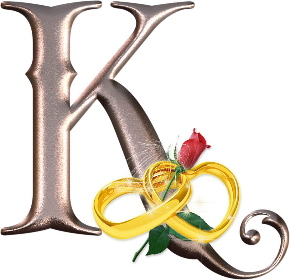 Alfabeto Cromado Con Corazones Dorados Y Rosa Roja - Alphabet Clipart (926x894), Png Download