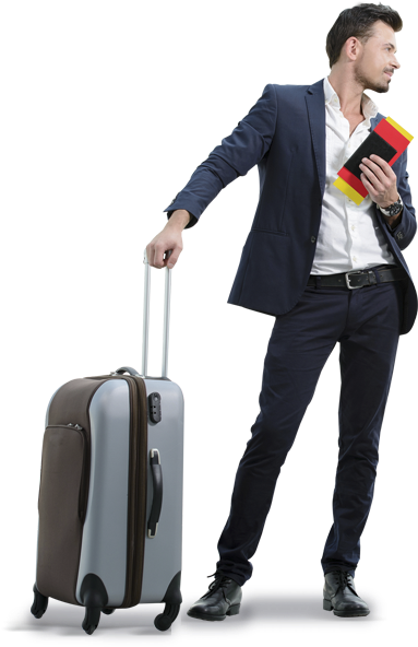 Suite Maletas - Man And Woman At The Airport Clipart (515x600), Png Download