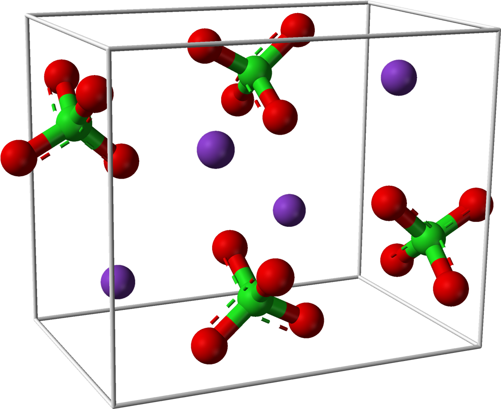 Potassium Perchlorate Unit Cell 3d Balls Perspective - Potassium Permanganate Crystal Structure Clipart (1100x916), Png Download