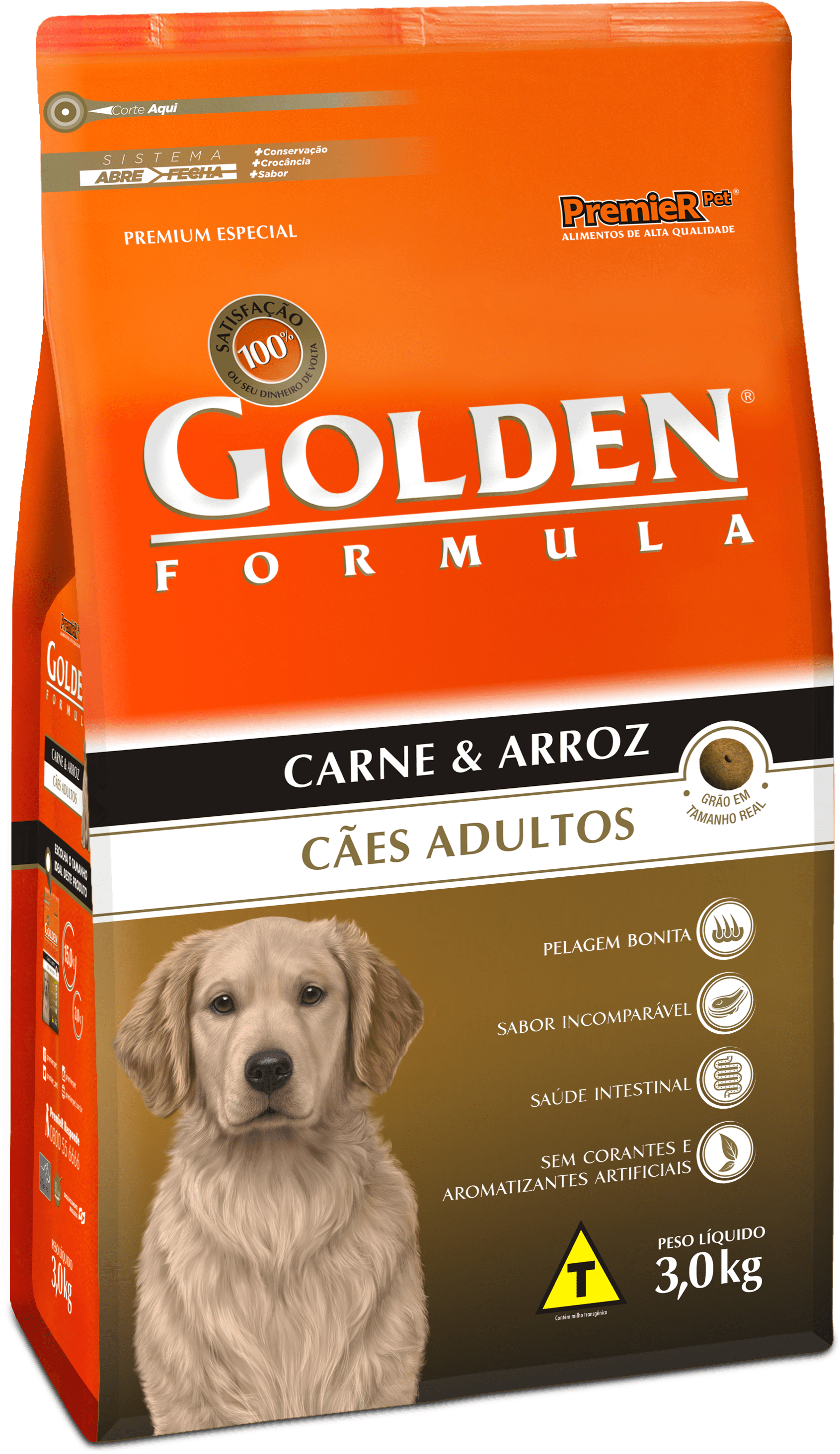 Golden Formula Adultos Carne E Arroz Beef And Rice - Ração Golden Salmão E Arroz Clipart (1701x2926), Png Download