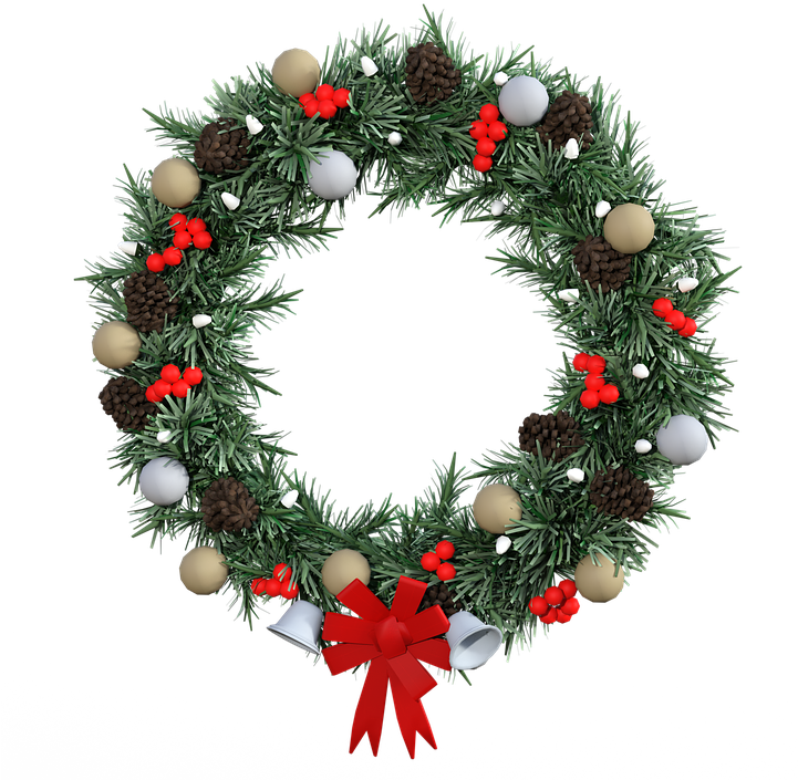 Advent Wreath Png - Christmas Wreath Transparent Background Clipart (720x720), Png Download