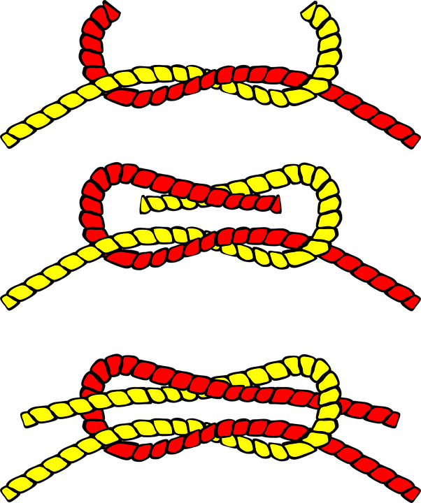 Sailing, Knot, Tied, Fastened, Rope, Rope Knot - Square Or Reef Knot Clipart (602x720), Png Download