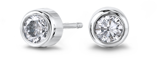 Tube Set Round Brilliant Cut Diamond Studs - Diamond Tube Earrings Clipart (800x800), Png Download