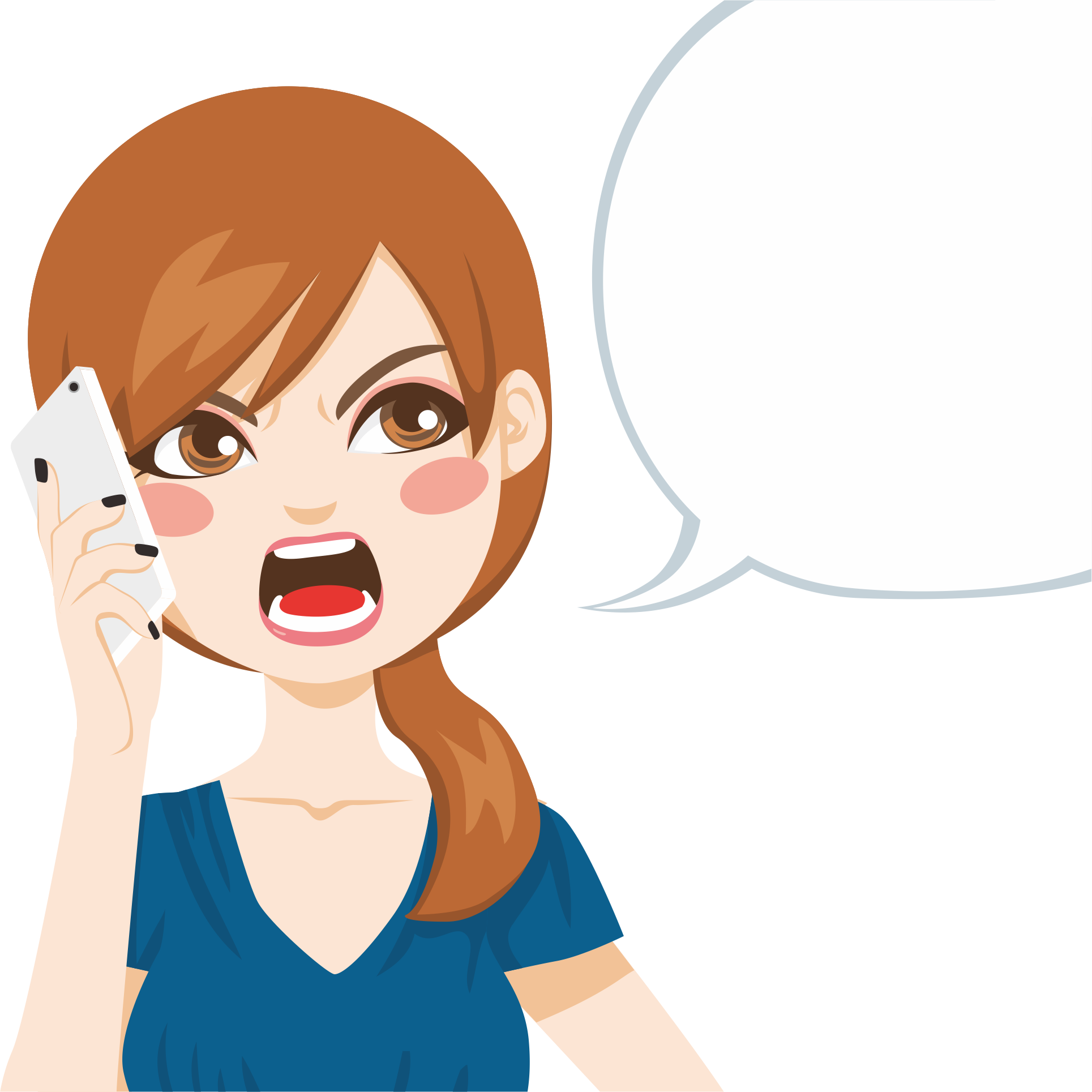 Angry Girl Png - Cartoon Girl Talking On Phone Clipart (1929x1929), Png Download