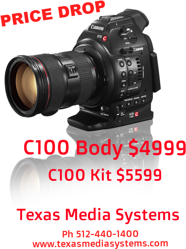 Canon C100 0 Price Drop 99 Body 99 Kit Texas Media - Best Canon Video Camera Clipart (940x1102), Png Download