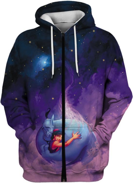 3d Aladdin And The Magic Lamp Full Print T Shirt - Hoodie Clipart (547x751), Png Download