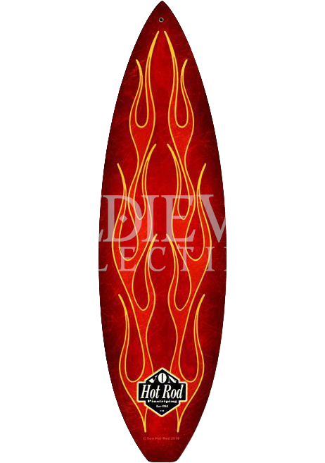 Red Flame Surfboard Metal Sign - Pinstripe Surfboard Clipart (656x656), Png Download