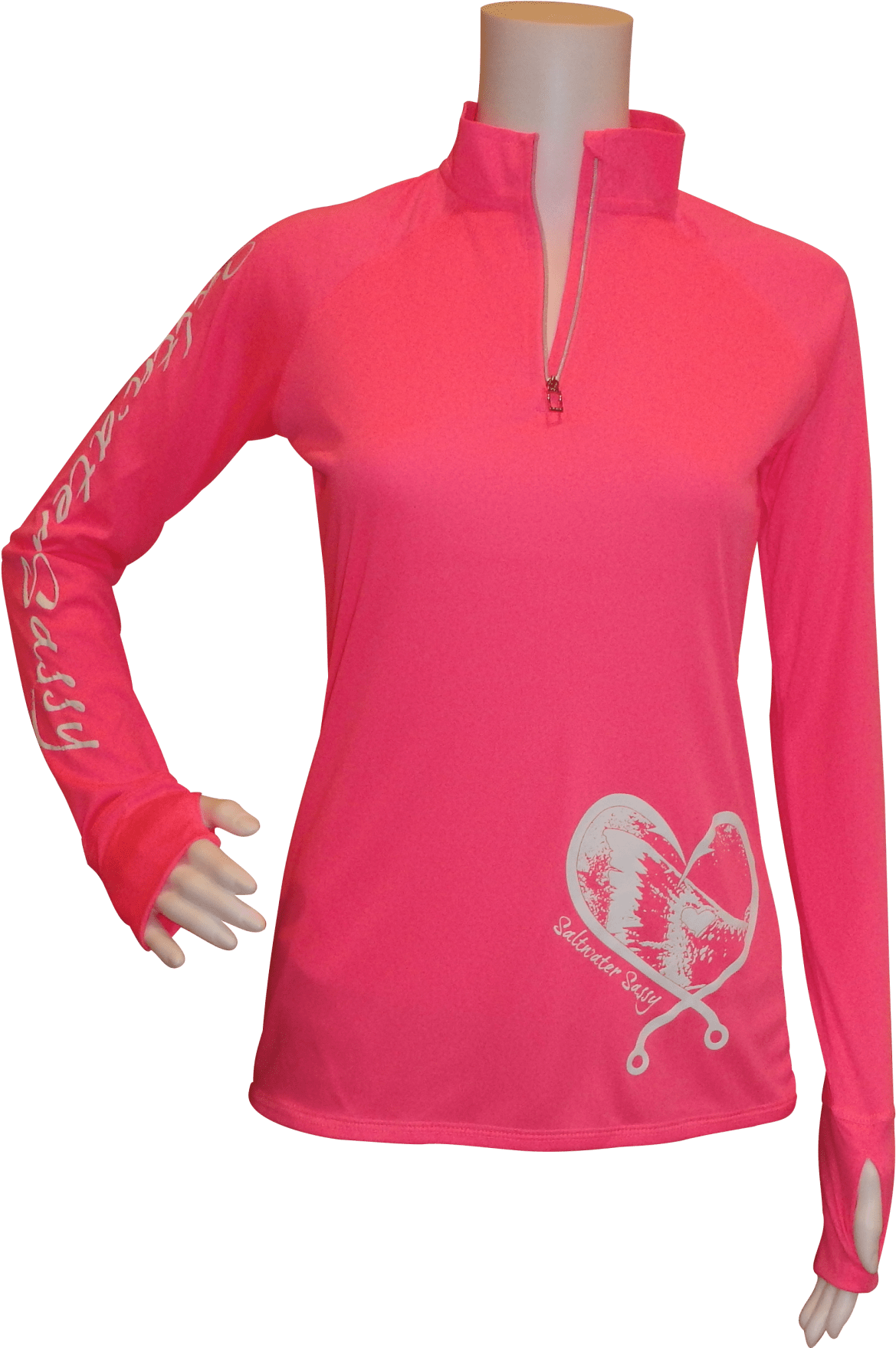 Redfish Heart Quarter Zip Pink - Active Shirt Clipart (2000x2000), Png Download