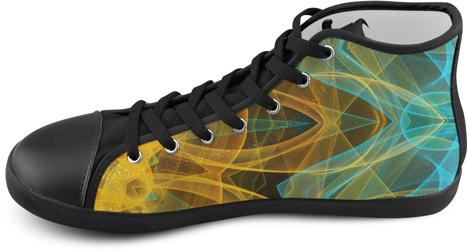 Turquoise And Yellow Sun Sea Mandala High Top Canvas - Shoe Clipart (1000x1000), Png Download
