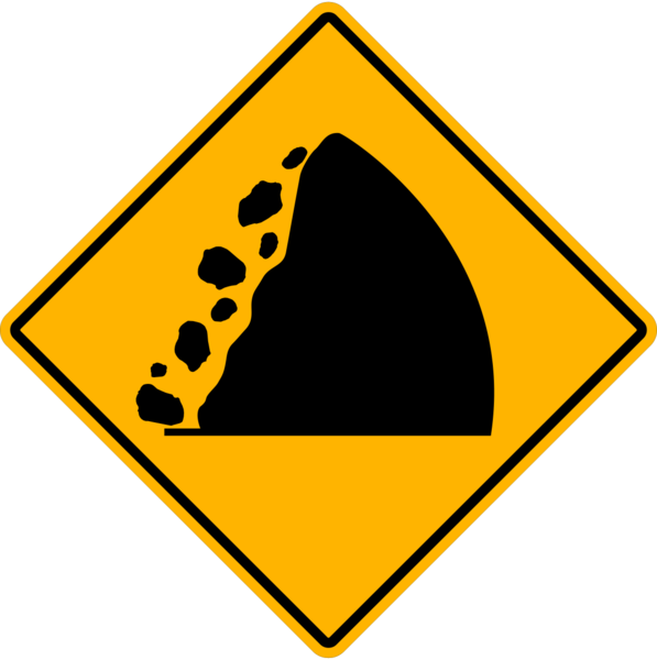Falling Rocks Sign Clipart (597x600), Png Download