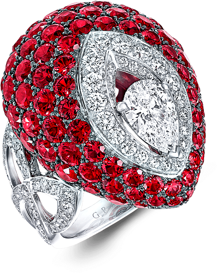 A Graff Bombé Pavilion Ring Featuring A Central Pear - Pre-engagement Ring Clipart (2000x2000), Png Download