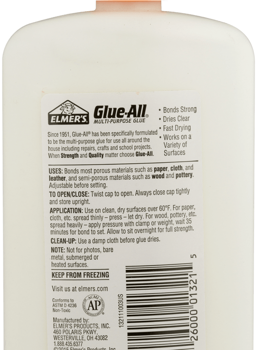 Elmer's Glue All 16oz Walmartcom - Plastic Bottle Clipart (1200x715), Png Download