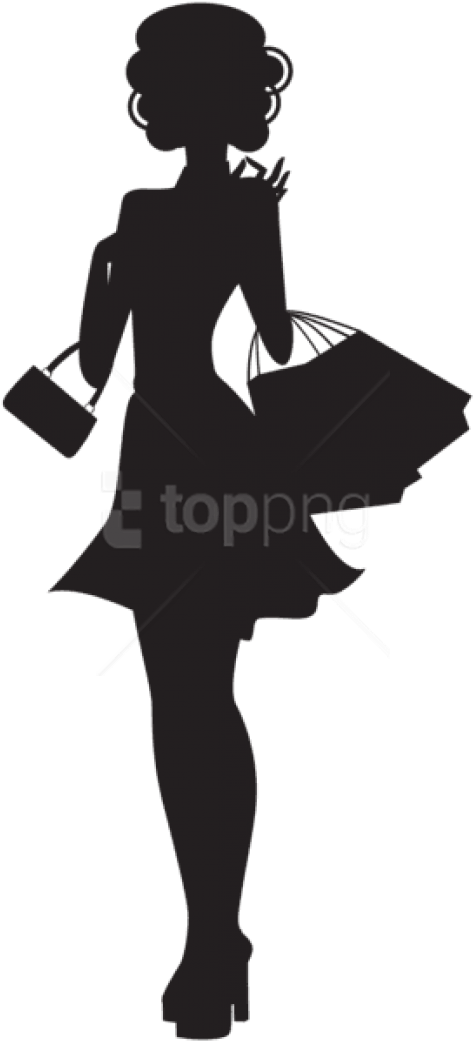 Free Png Shopping Woman Silhouette Png Png - Lady Shopping Silhouette Png Clipart (480x1044), Png Download