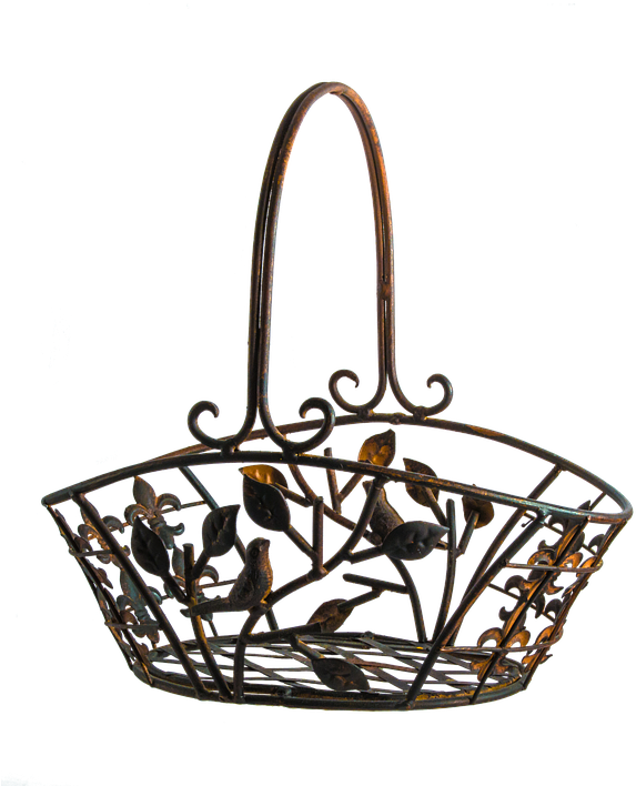 Fruit Bowl, Copper, Metal, Basket, Oxidized - Basket Clipart (623x720), Png Download
