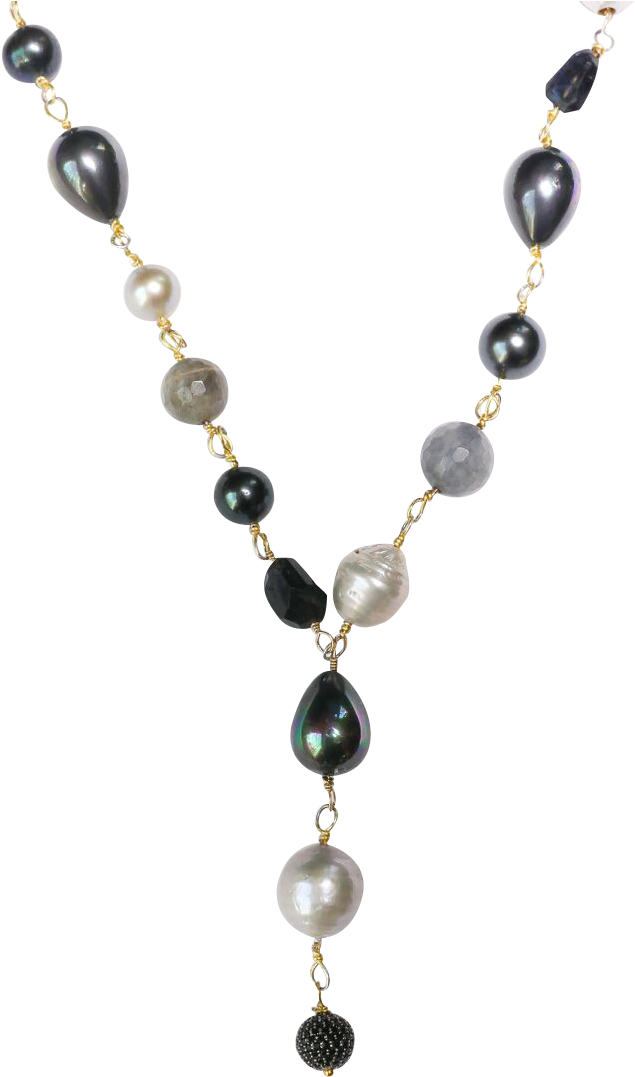 Large South Sea Grey Pearls, Labradorite, Black Sea - Necklace Clipart (721x1280), Png Download