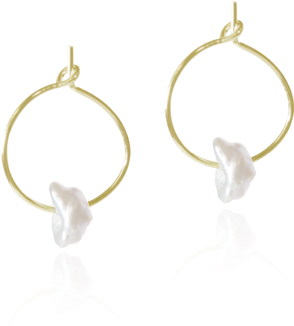Mini Creole Hoops With A Baroque Pearl - Earrings Clipart (800x1028), Png Download