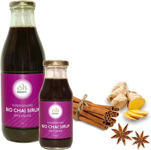 Shanti Bio Chai Syrup - Glass Bottle Clipart (972x648), Png Download