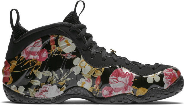 Nike Air Foamposite One Floral Cny Black Gold Valentines - Flower Foamposites Clipart (640x640), Png Download