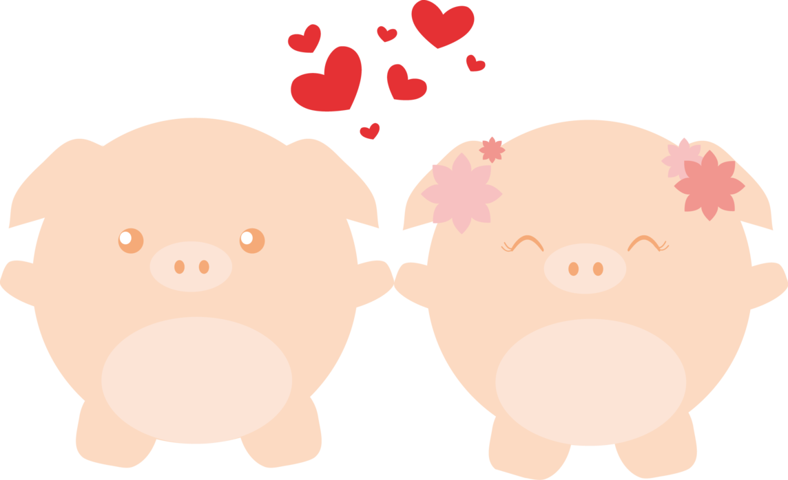 Little Pigs In - Cute Pig In Love Clipart (1144x698), Png Download