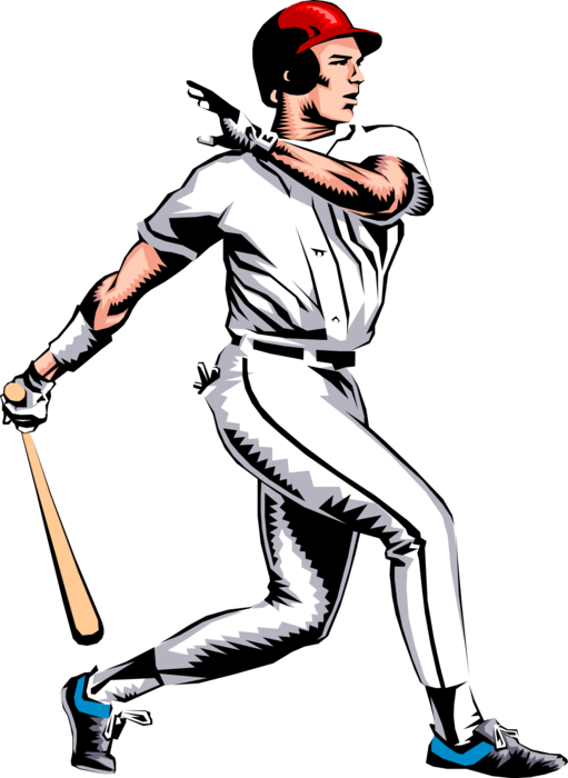 Vector Illustration Of American Pastime Sport Of Baseball - Baseball Batter Clipart - Png Download (511x700), Png Download