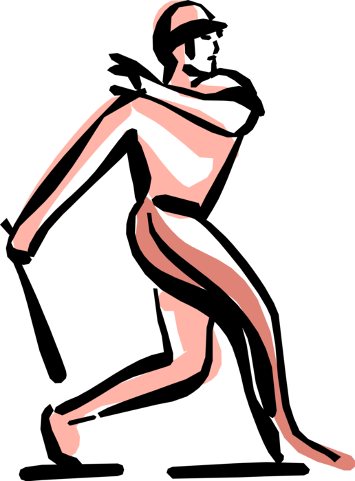 Vector Illustration Of Sports Baseball Batter Swings - Illustration Clipart (516x700), Png Download