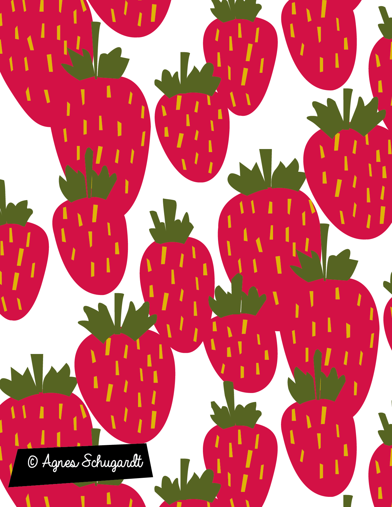 Strawberry Pattern By Agnes Schugardt Strawberry, Strawberries, Clipart (1275x1650), Png Download