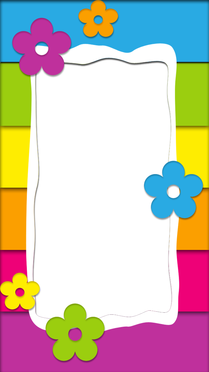 Pretty Multicolour Flower Frame - Multicolour Frames Clipart (720x1280), Png Download