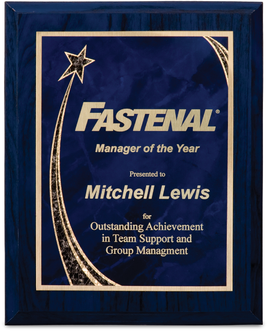 Blue Woodgrain Plaque W/ Rising Star Plate - Commemorative Plaque Clipart (675x675), Png Download