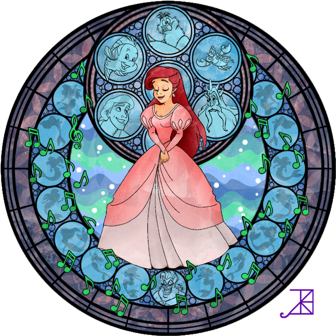 Ariel S Stained Glass Window By Akili Amethyst-d3j2gx8 - Little Mermaid Stained Glass Clipart (689x689), Png Download