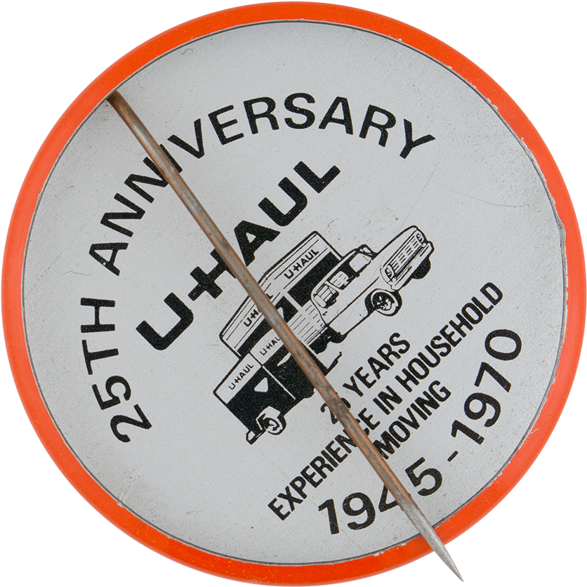 U-haul 25th Anniversary Button Back Advertising Button - Gauge Clipart (836x836), Png Download