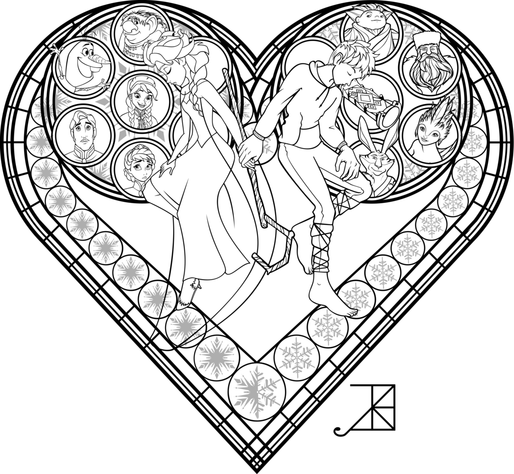 Christmas Stained Glass Window - Coloring Pages Stained Glass Disney Clipart (1024x944), Png Download