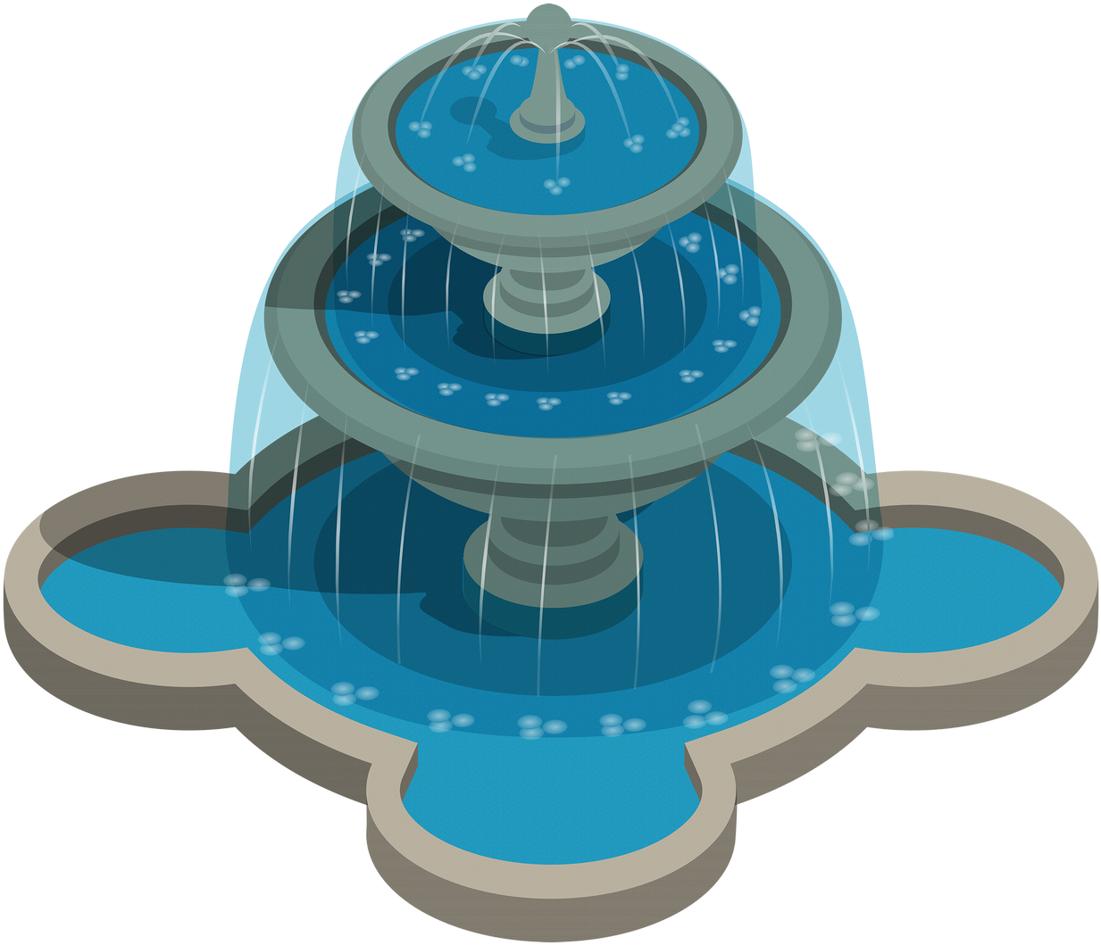 3 Stage Fountain - Clipart Fountain - Png Download (1250x1072), Png Download