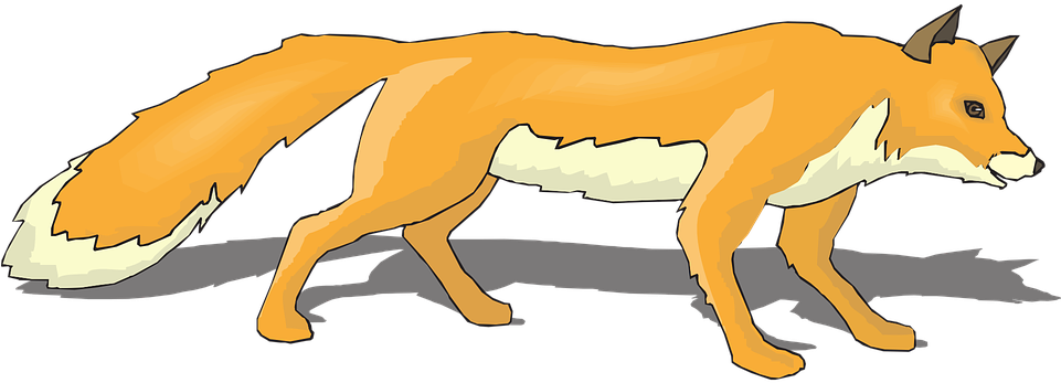 White Shadow Orange Fox Walking Tail Fur - Gambar Kartun Rubah Dan Gagak Clipart (960x480), Png Download