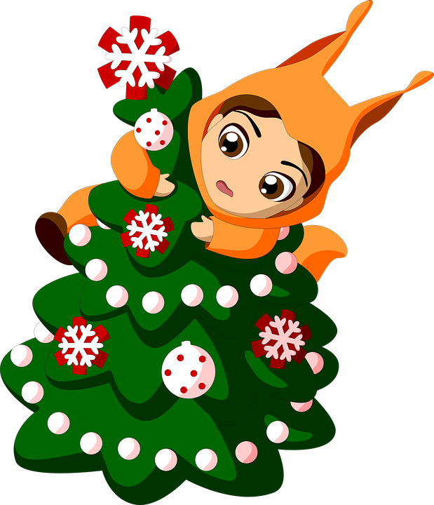 Christmas Tree, Carnival Costume, Squirrel, Baby - Cartoon Clipart (619x720), Png Download
